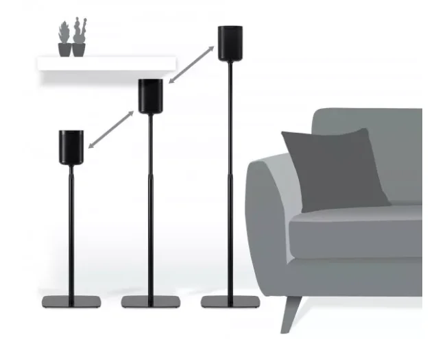 FLEXSON Adjustable Floor Stands for Sonos One, One SL and Play:1 Pair - Black